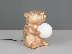 Besondere LED Tischleuchte kleine Capybara Lampe Gold, Höhe 25cm