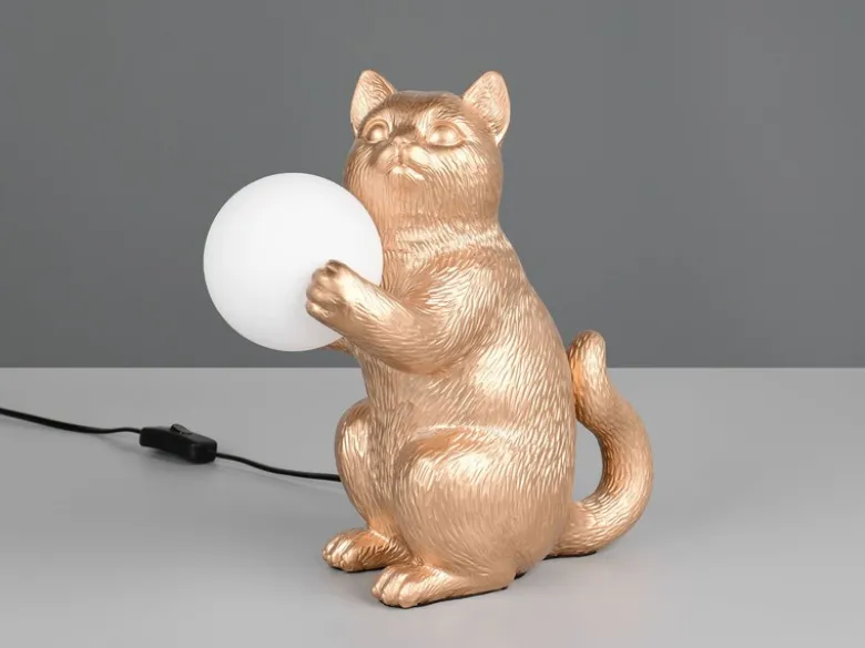 Besondere LED Tischleuchte Katzenlampe Gold, Höhe 30cm
