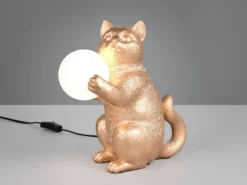 Besondere LED Tischleuchte Katzenlampe Gold, Höhe 30cm