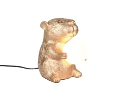 Besondere Tischleuchte CAPI kleine Capybara Lampe Gold, Höhe 25cm