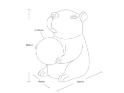 Besondere Tischleuchte CAPI kleine Capybara Lampe Gold, Höhe 25cm
