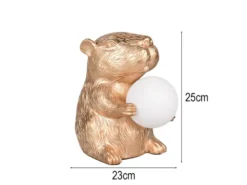 Besondere Tischleuchte CAPI kleine Capybara Lampe Gold, Höhe 25cm