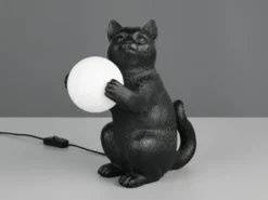 Besondere Tischleuchte GATIO Katzenlampe Schwarz, Höhe 30cm