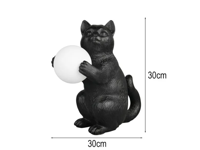 Besondere Tischleuchte GATIO Katzenlampe Schwarz, Höhe 30cm