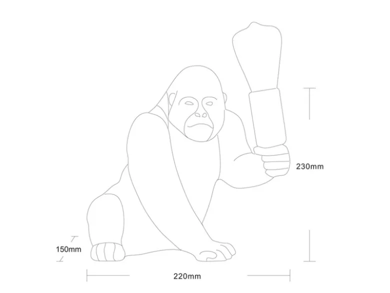 Besondere Tischleuchte KONG Affenlampe Gorilla Schwarz, Höhe 23cm