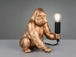 Besondere Tischleuchte KONG Affenlampe Gorilla Gold, Höhe 23cm