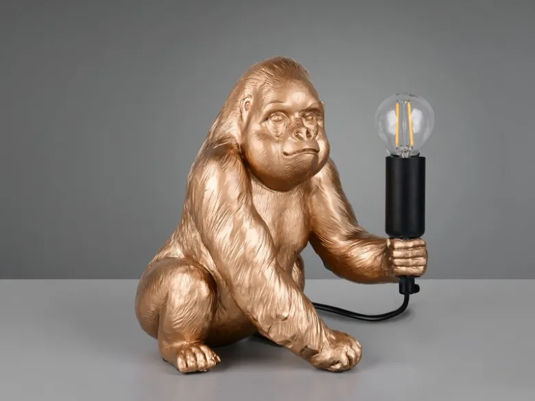 Besondere Tischleuchte KONG Affenlampe Gorilla Gold, Höhe 23cm