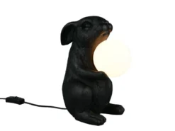 Besondere Tischleuchte RABBIT Hasenlampe Schwarz, Höhe 28cm
