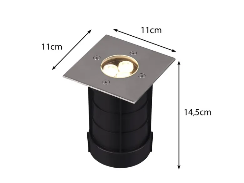 Bodeneinbauspot BELAJA eckig Edelstahl 11cm IP65 - Bodenstrahler für Einfahrt