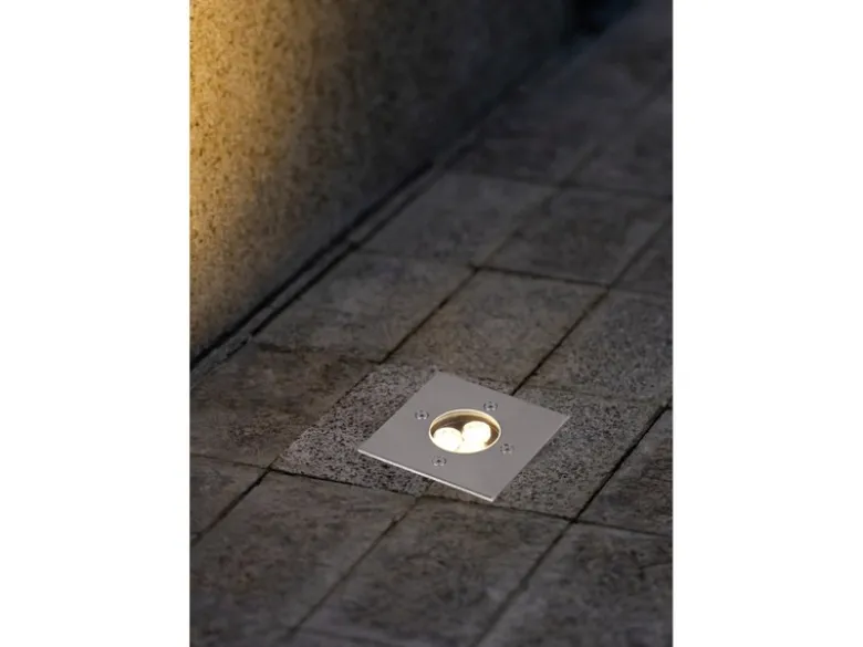 Bodeneinbauspot BELAJA eckig Edelstahl 11cm IP65 - Bodenstrahler für Einfahrt