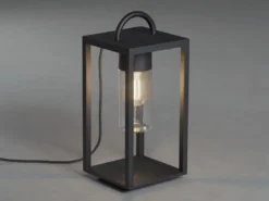 Bodenlaterne BOLOGNA Schwarz aus Stahl mit Klarglas, Höhe 45,5cm