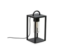Bodenlaterne BOLOGNA Schwarz aus Stahl mit Klarglas, Höhe 45,5cm