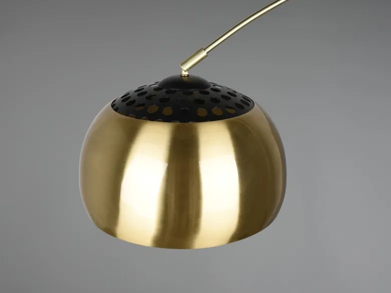 Bogenlampe ARGENTINA Schirm Messing Gold, große Ausladung, Höhe 200cm