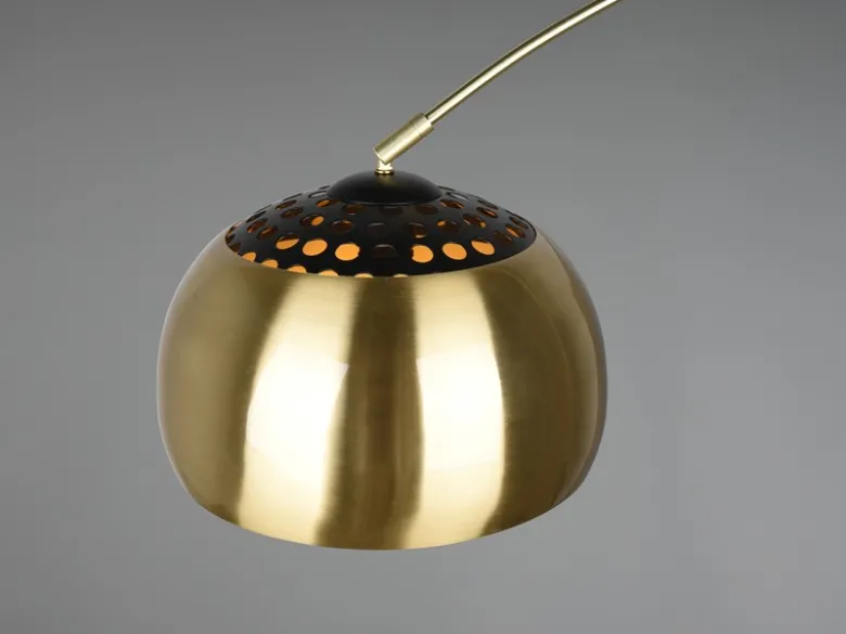 Bogenlampe ARGENTINA Schirm Messing Gold, große Ausladung, Höhe 200cm