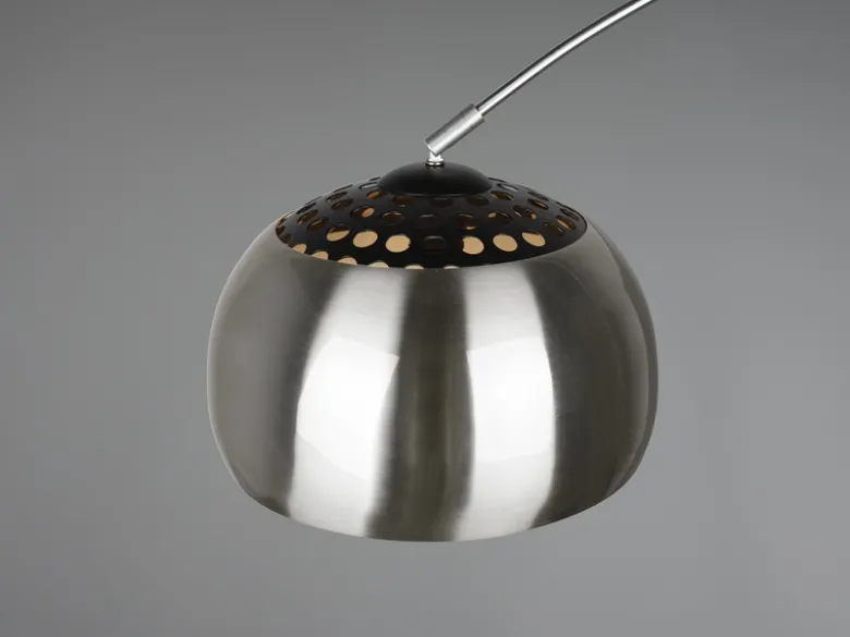Bogenlampe ARGENTINA Schirm Metall Silber, große Ausladung, Höhe 200cm