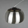 Bogenlampe Schirm Metall Silber mit E27 LED, große Ausladung, Höhe 200cm