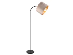 Bogenleuchte JULIETA mit Samt Lampenschirm Beige Gold, Höhe 156cm