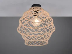 Boho Deckenleuchte HIVE mit Lampenschirm geflochten aus Hanfseil, Ø 38cm