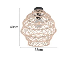 Boho Deckenleuchte HIVE mit Lampenschirm geflochten aus Hanfseil, Ø 38cm