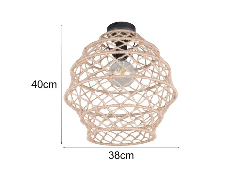 Boho Deckenleuchte HIVE mit Lampenschirm geflochten aus Hanfseil, Ø 38cm