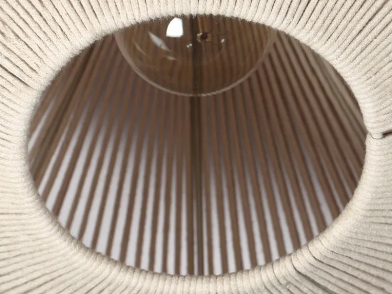 Boho Deckenleuchte SVEA Lampenschirm aus Baumwolle Beige, Ø 46cm