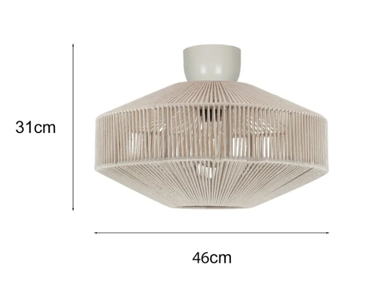Boho Deckenleuchte SVEA Lampenschirm aus Baumwolle Beige, Ø 46cm
