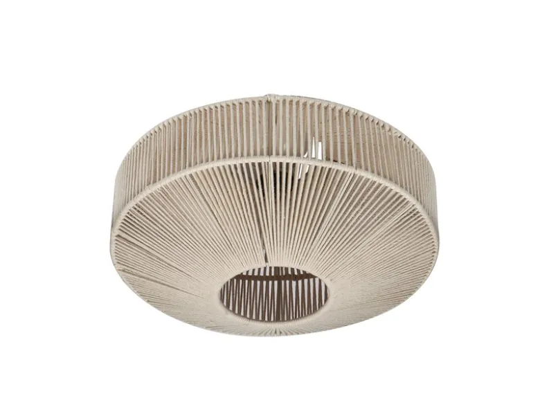Boho LED Deckenleuchte Lampenschirm aus Baumwolle Beige, Ø 46cm