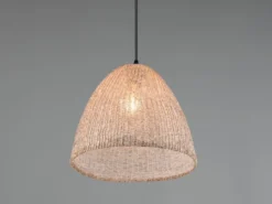 Boho Pendelleuchte KIBITO mit Lampenschirm aus gewebtem Stoff, Ø 32cm