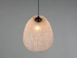 Boho Pendelleuchte KIBITO mit Lampenschirm aus gewebtem Stoff, Ø 32cm