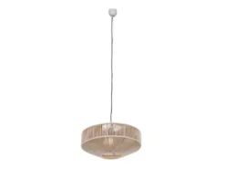 Boho Pendelleuchte SVEA Lampenschirm aus Baumwolle Beige, Ø 46cm