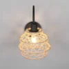 Boho Wandleuchte HIVE mit Schalter & Lampenschirm geflochten Hanfseil, H: 32cm