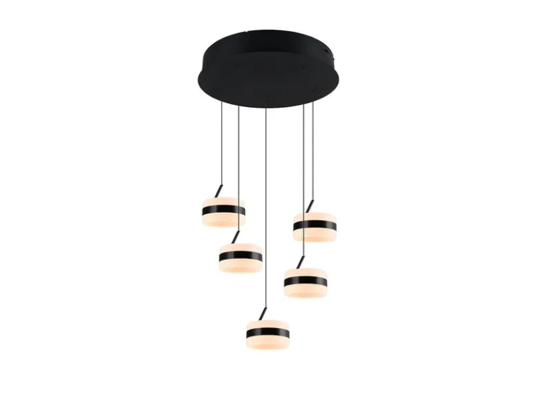 Cluster LED Pendelleuchte DIOS höhenverstellbar 5-flammig, Schwarz Ø 45cm
