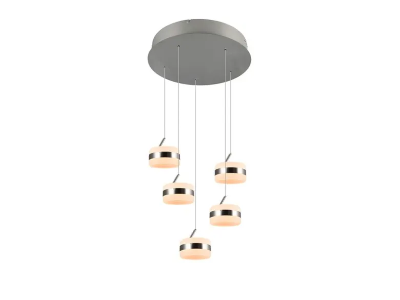 Cluster LED Pendelleuchte DIOS höhenverstellbar 5-flammig, Silber Ø 45cm