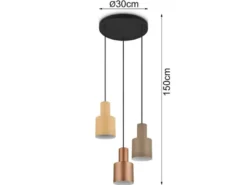 Cluster LED Pendelleuchte 3-flammig Metall Coffee Töne, Ø 37cm