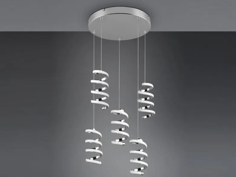 Cluster LED Pendelleuchte LAOLA in 3 Stufen dimmbar Silber Chrom, Ø 45cm