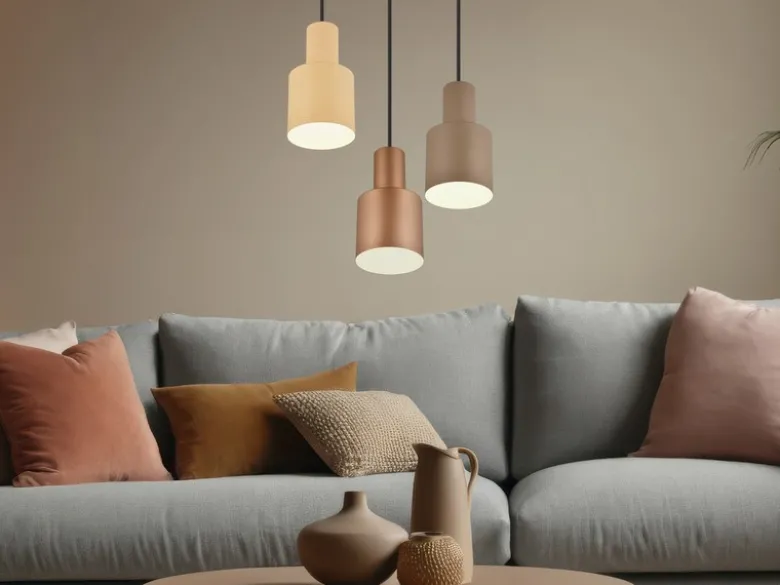 Cluster Pendelleuchte AGUDO 3-flammig Metall Coffee Töne, Ø 37cm