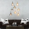 Cluster Pendelleuchte ALDEA 8-flammig Glas Bernstein & Chrom verspiegelt, Ø 72cm