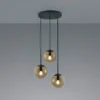 Cluster Pendelleuchte BALINI 3-flammig mit Rauchglas Kugeln, Ø 30cm