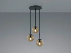 Cluster Pendelleuchte BALINI 3-flammig mit Rauchglas Kugeln, Ø 30cm