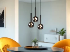 Cluster Pendelleuchte CLAYTON 3-flammig mit Rauchglas Glaskugeln, Ø 45cm