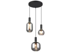 Cluster Pendelleuchte DIVA 3-flammig mit Glasschirmen Chrom bedampft, Ø 38cm