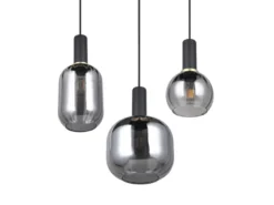 Cluster Pendelleuchte DIVA 3-flammig mit Glasschirmen Chrom bedampft, Ø 38cm