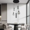 Cluster Pendelleuchte MATARO 5-flammig aus Metall mit Glasschirmen Chrom, Ø 40cm