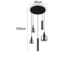 Cluster Pendelleuchte MATARO 5-flammig aus Metall mit Glasschirmen Chrom, Ø 40cm