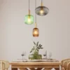 Cluster Pendelleuchte NORMY 3-flammig aus Rillenglas Bunt, Ø 55cm