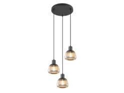 Cluster Pendelleuchte TARIFA 3-flammig mit Glasschirmen Chrom bedampft, Ø 37cm