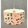 Coole Baustelle LED Hängelampe für Kinderzimmer mit Stoffschirm, bunt Ø 35cm
