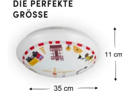 Coole Deckenlampe mit Baustellen Motiv fürs Kinderzimmer, bunt Ø 35cm