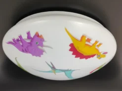 Coole Deckenlampe mit Dino Motiv fürs Kinderzimmer, bunt Ø 35cm