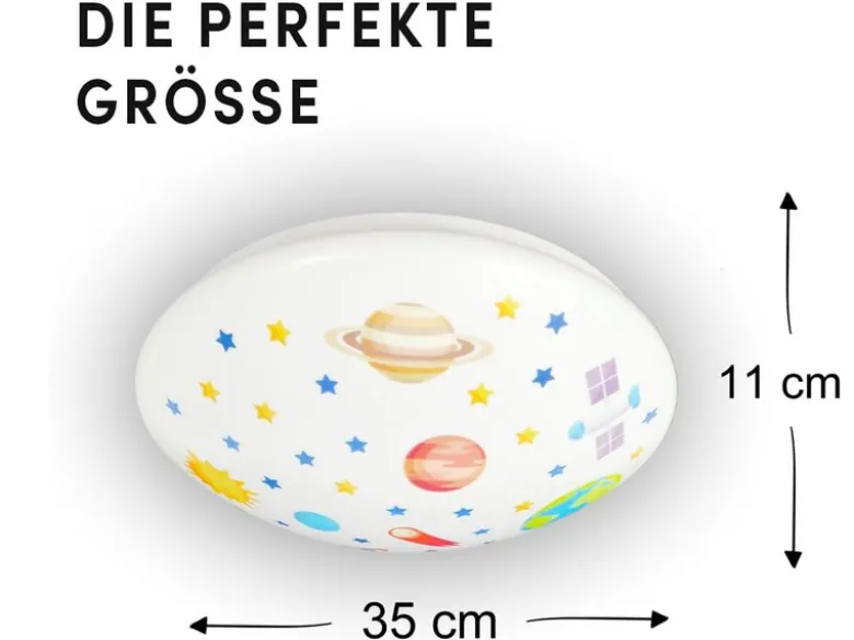 Coole Deckenlampe mit Weltall Motiv fürs Kinderzimmer, bunt Ø 35cm